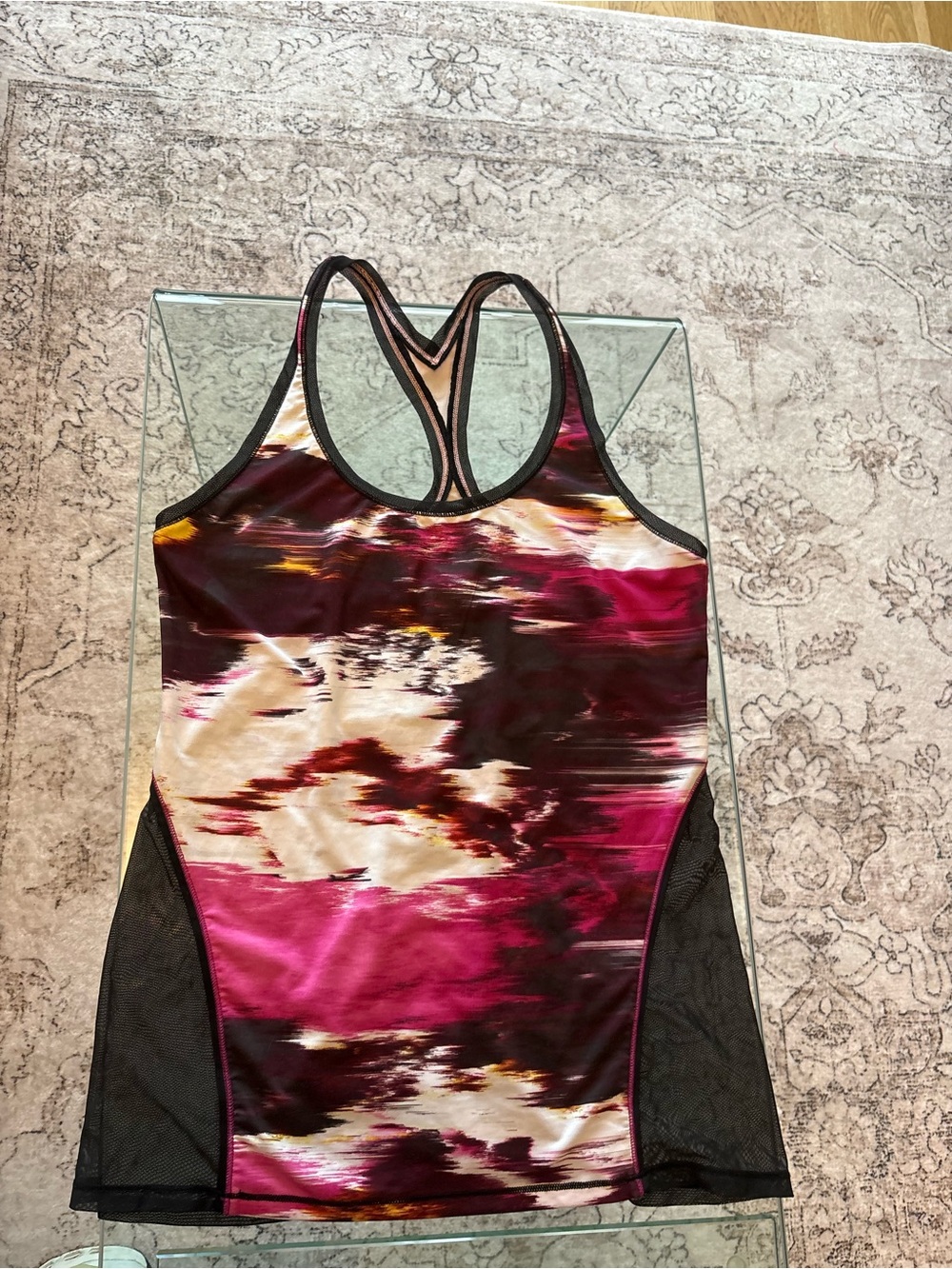 Lululemon Mesh Back Running Tank | Size 8 | Abstract Print